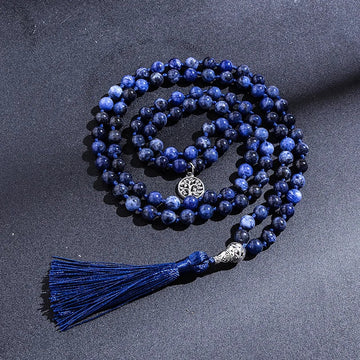 Natural Sodalite Meditation Bead Necklace KOAKON
