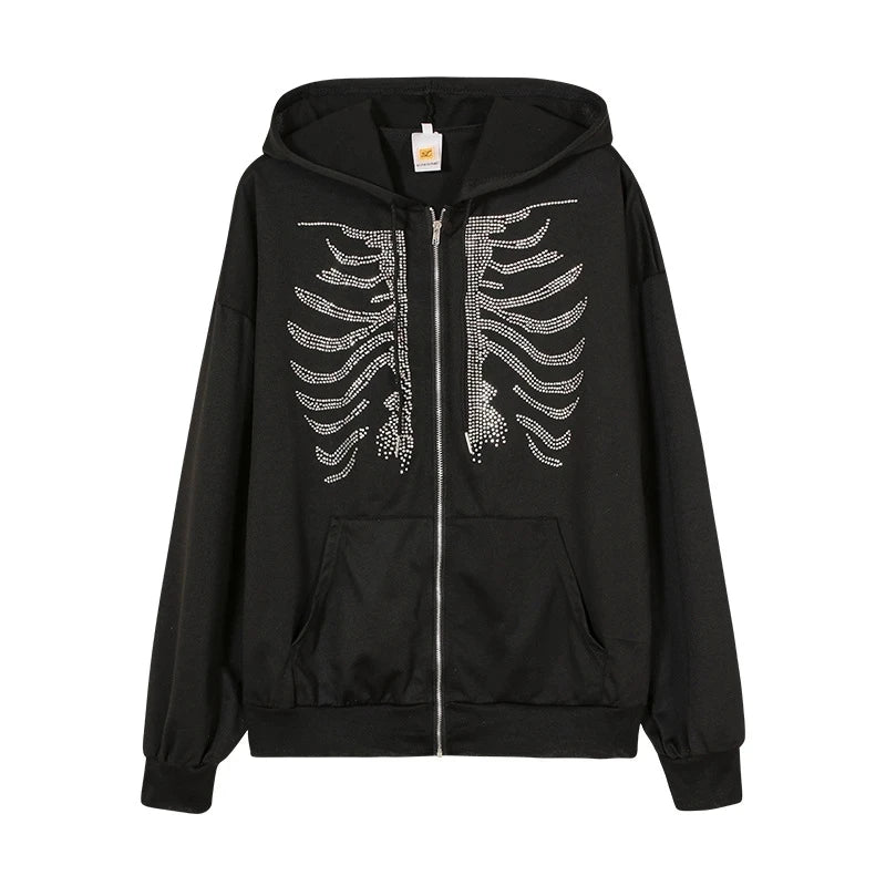 Cakulo Rhinestone Skeleton Hoodie.