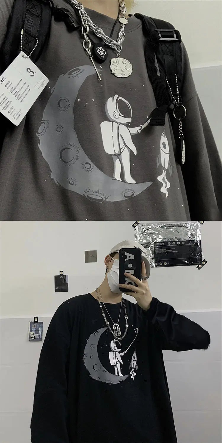 T Shirt for Men Autumn Y2k T-shirt Streetwear Oversized Long Sleeve Anime T-shirt Harajuku Gothic Vintage Graphic Manga Tee Tops KOAKON