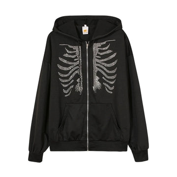 Cakulo Rhinestone Skeleton Hoodie.
