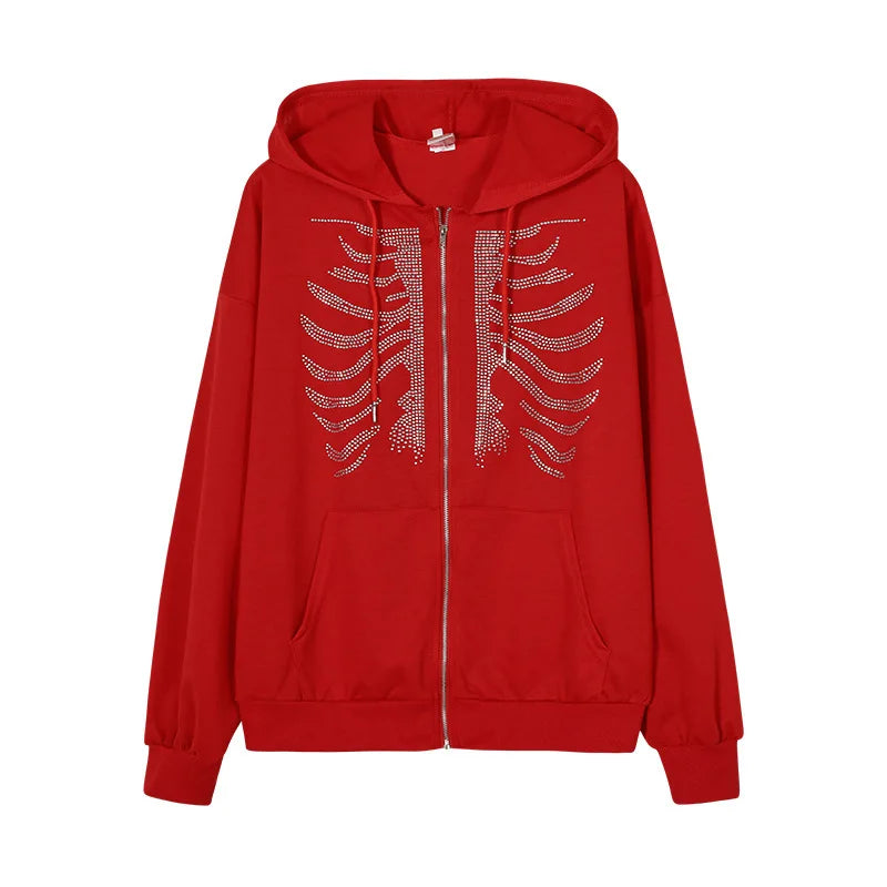 Cakulo Rhinestone Skeleton Hoodie.