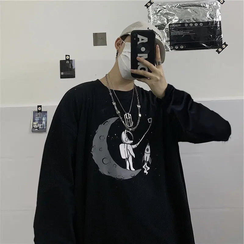 T Shirt for Men Autumn Y2k T-shirt Streetwear Oversized Long Sleeve Anime T-shirt Harajuku Gothic Vintage Graphic Manga Tee Tops KOAKON
