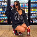 Cakulo Rhinestone Skeleton Hoodie.