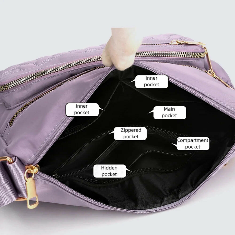 Womens Crossbody Bag Nylon Lightweight Shoulder Bag Casual Handbag Purse for Women, Black