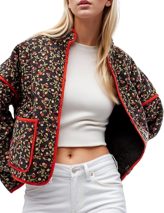Cute Quilted Floral  Jacket KOAKON