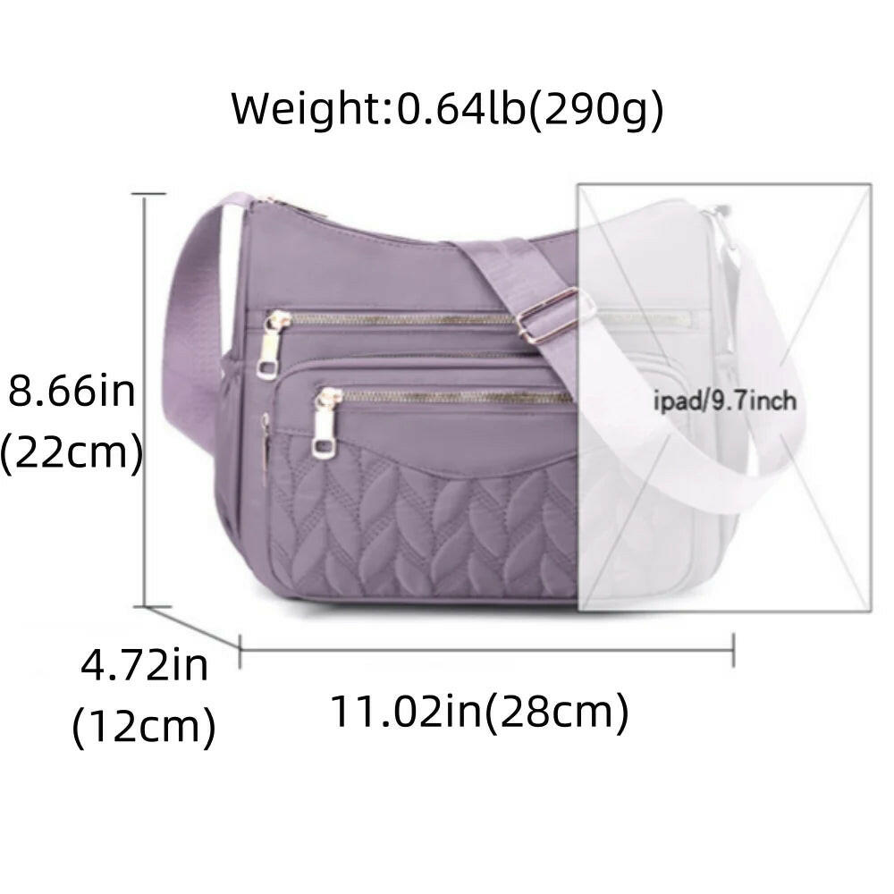 Womens Crossbody Bag Nylon Lightweight Shoulder Bag Casual Handbag Purse for Women, Black
