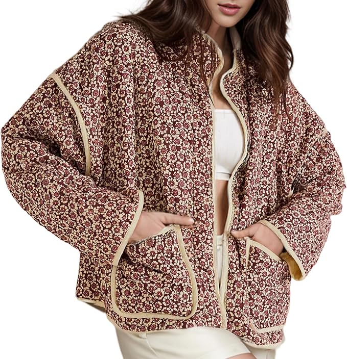 Cute Quilted Floral  Jacket KOAKON