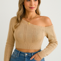 Sexy Knitted One Shoulder Crop Top KOAKON