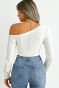 Sexy Knitted One Shoulder Crop Top KOAKON