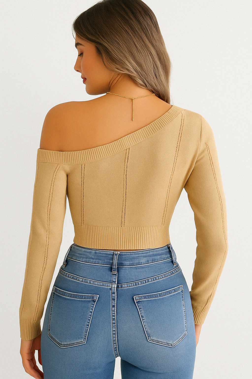 Sexy Knitted One Shoulder Crop Top KOAKON
