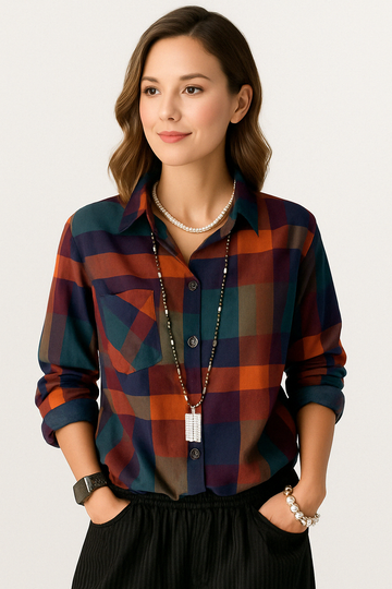 Vintage Classic Plaid Cotton Linen Shirt KOAKON
