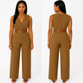 Deep V Neck Slim Jumpsuit (with Belt) KOAKON