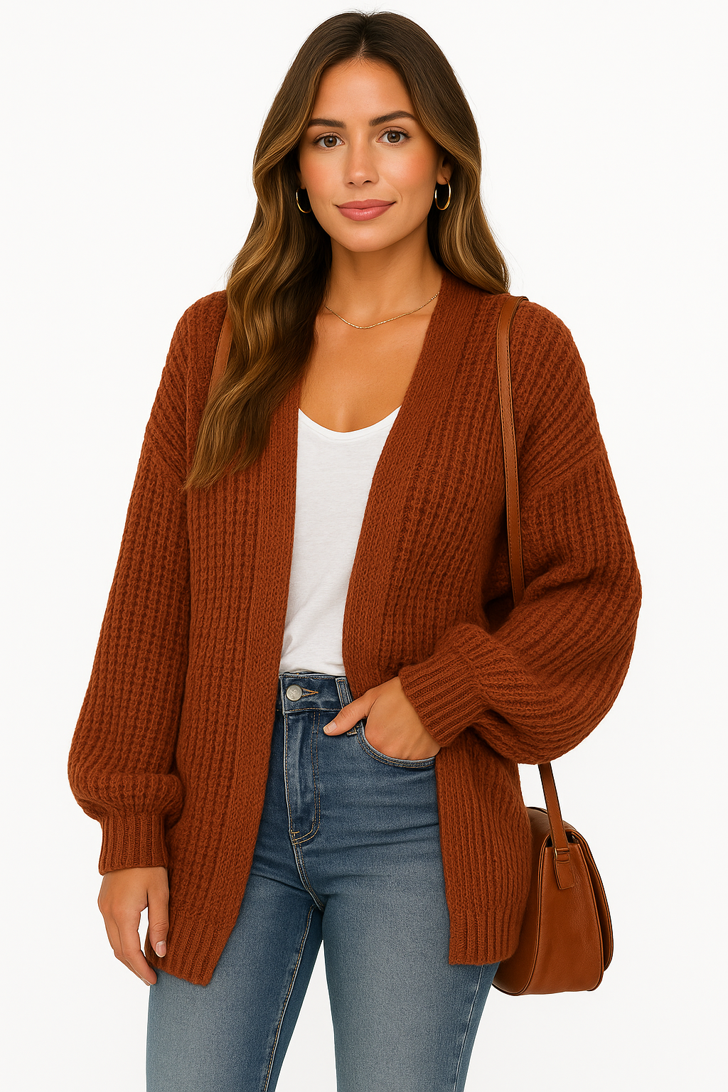 Knitted lantern sleeve cardigan KOAKON