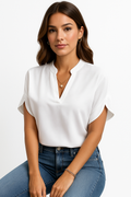 V-neck Short Sleeve Blouse KOAKON
