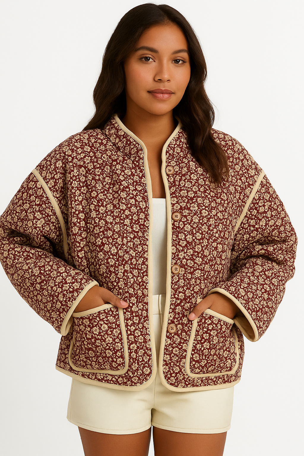 Cute Quilted Floral  Jacket KOAKON