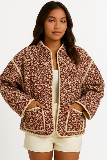 Cute Quilted Floral  Jacket KOAKON