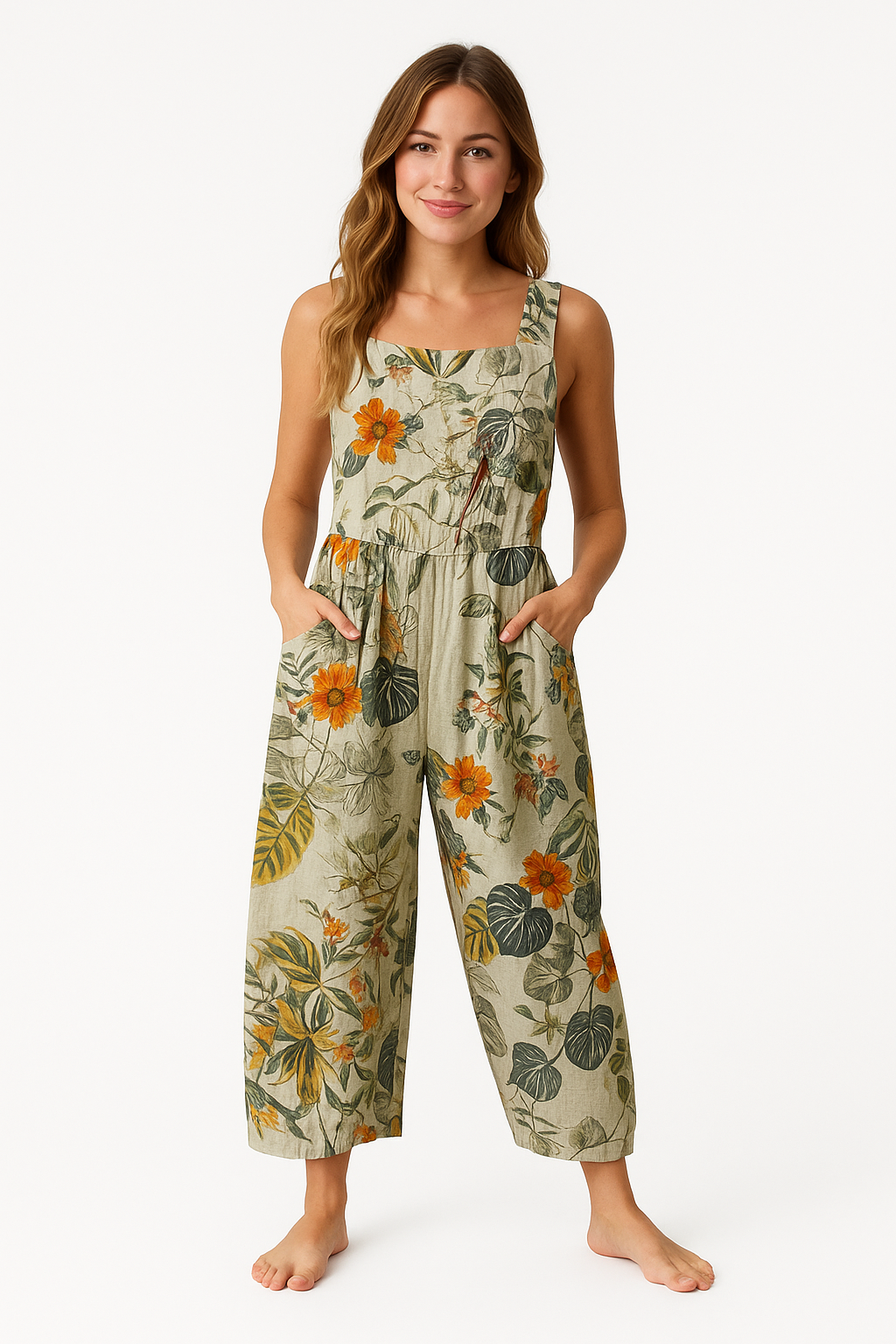 Summer Design Loose Linen Cotton Jumpsuit KOAKON