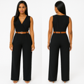 Deep V Neck Slim Jumpsuit (with Belt) KOAKON