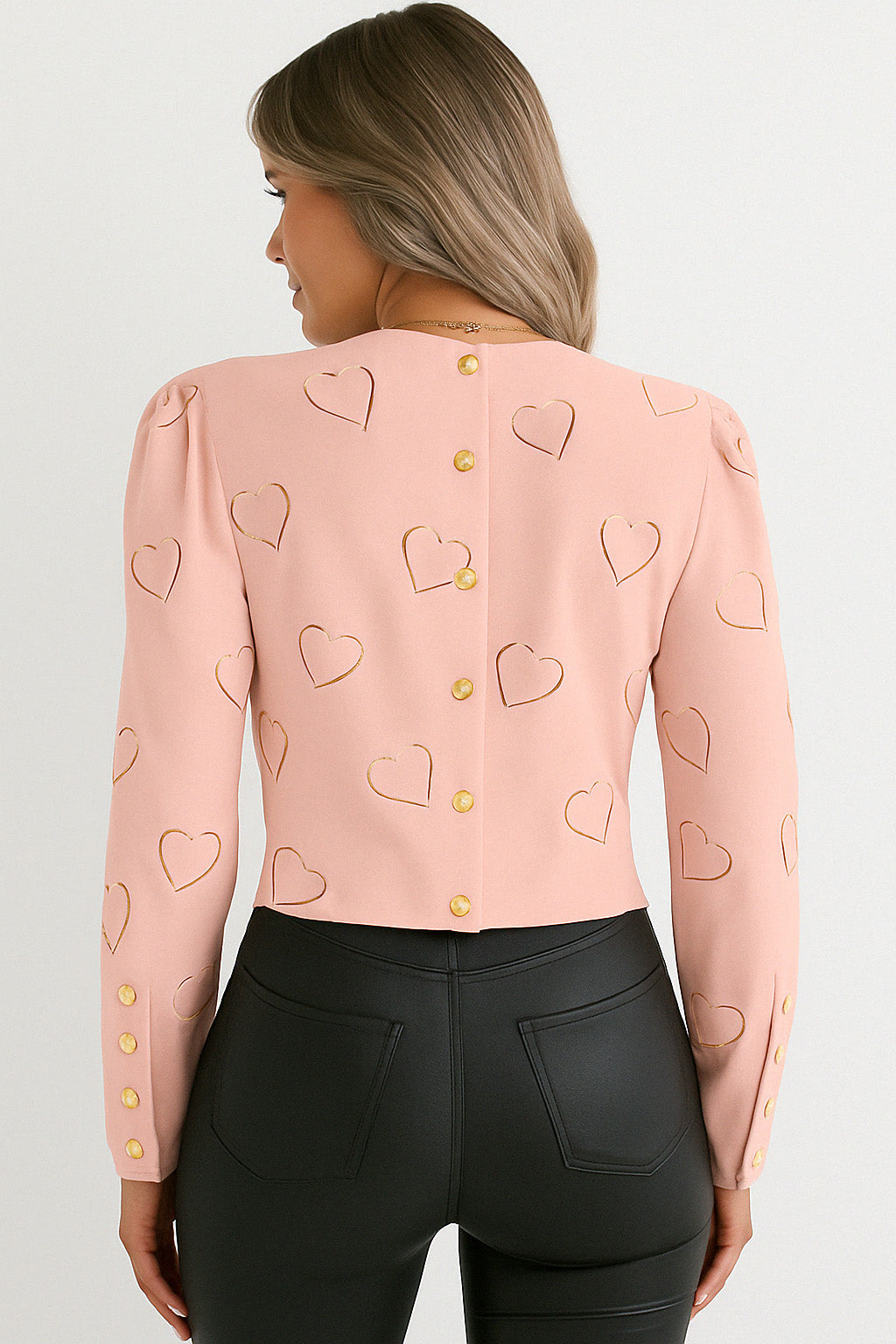 Heart Design Printed Blouse KOAKON