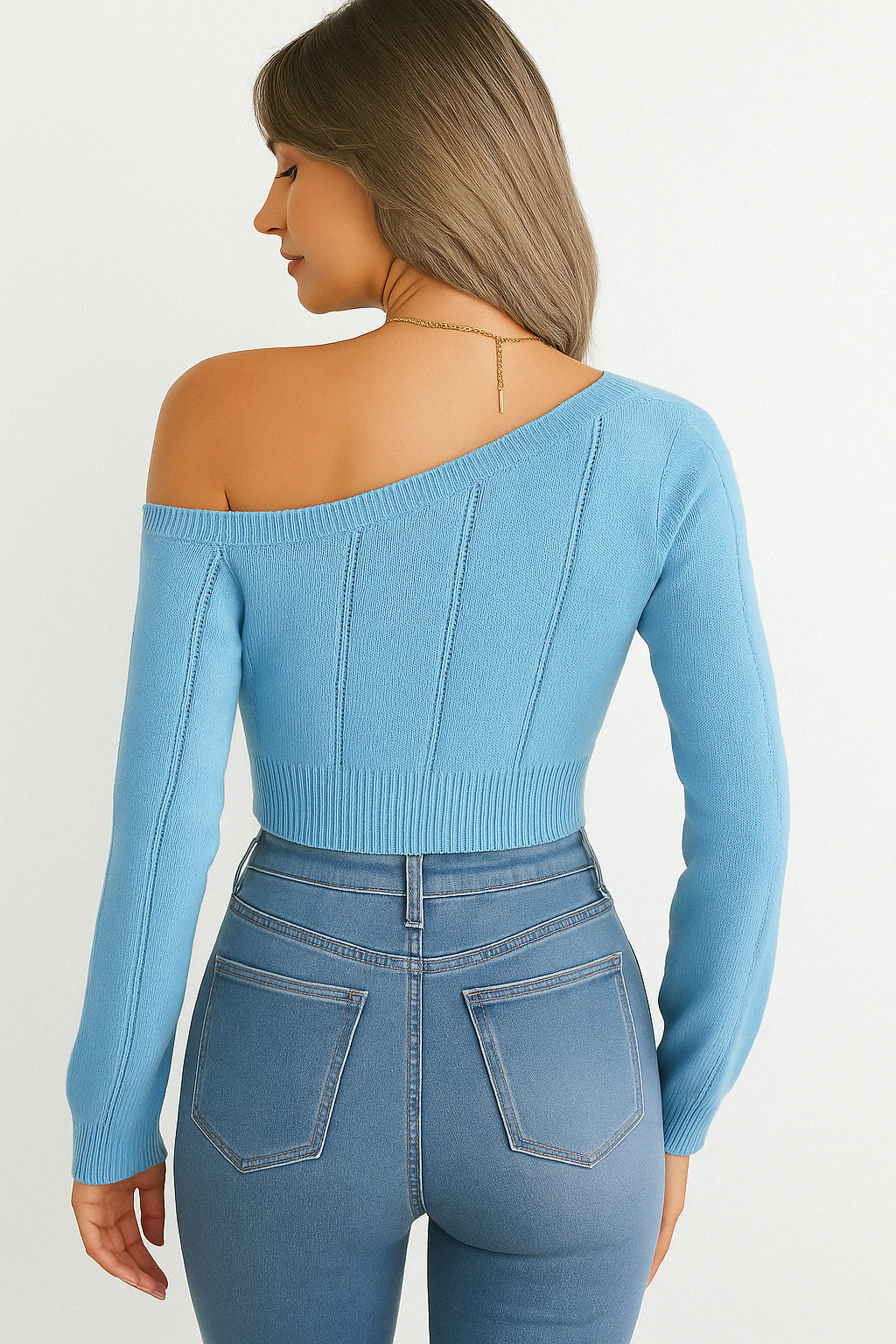 Sexy Knitted One Shoulder Crop Top KOAKON