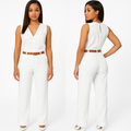 Deep V Neck Slim Jumpsuit (with Belt) KOAKON