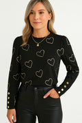 Heart Design Printed Blouse KOAKON