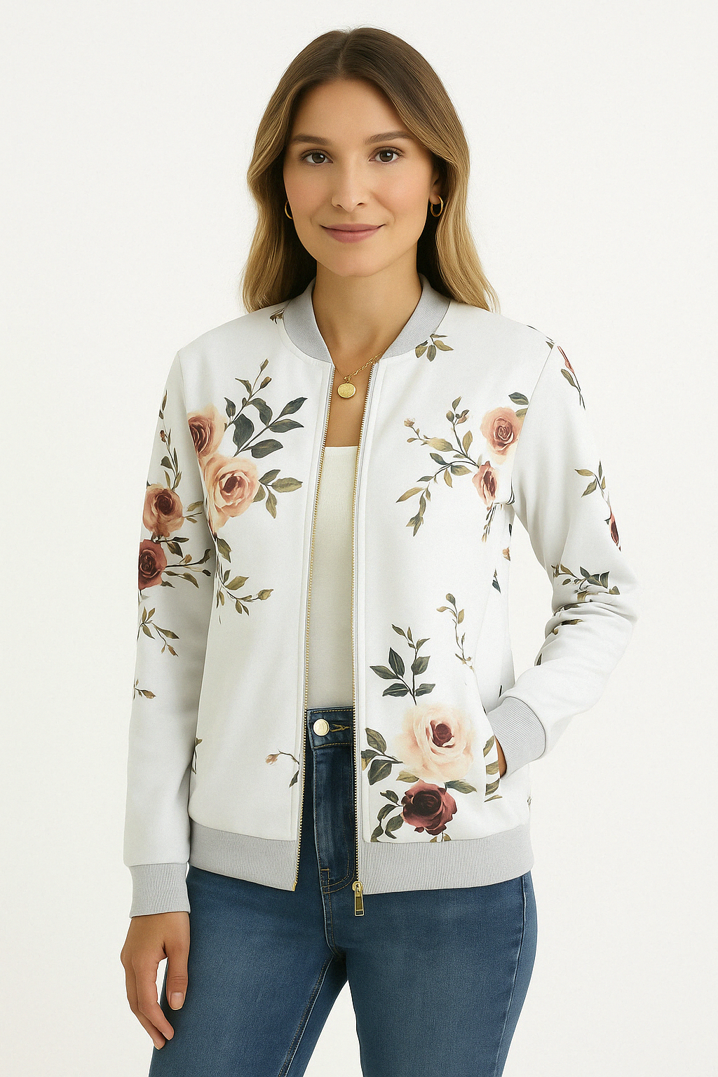 Abstract Floral Bomber Jacket KOAKON