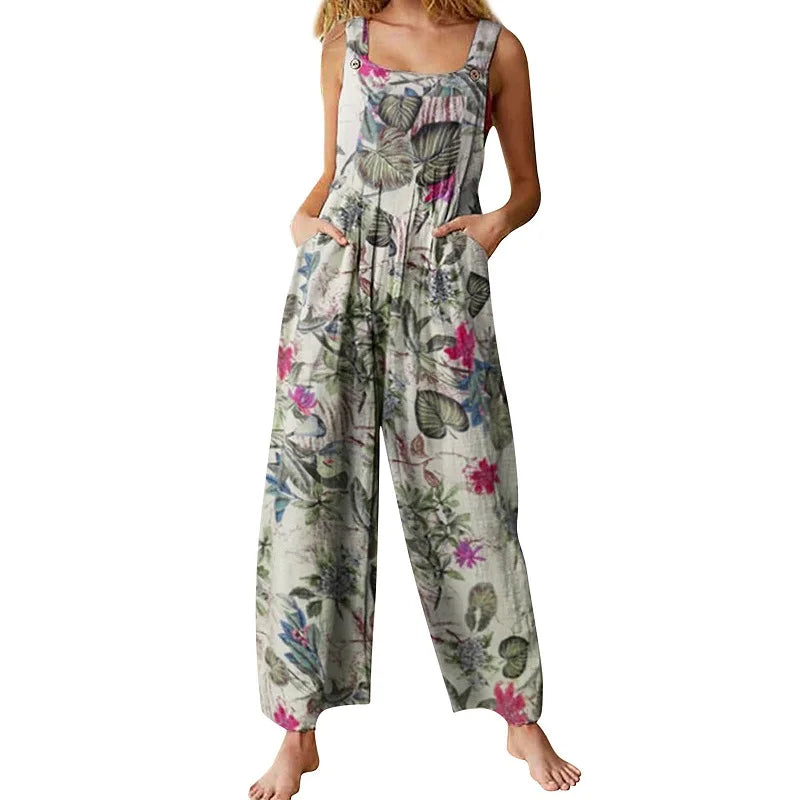 Summer Design Loose Linen Cotton Jumpsuit KOAKON