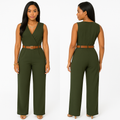 Deep V Neck Slim Jumpsuit (with Belt) KOAKON