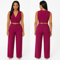 Deep V Neck Slim Jumpsuit (with Belt) KOAKON