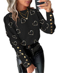 Heart Design Printed Blouse KOAKON