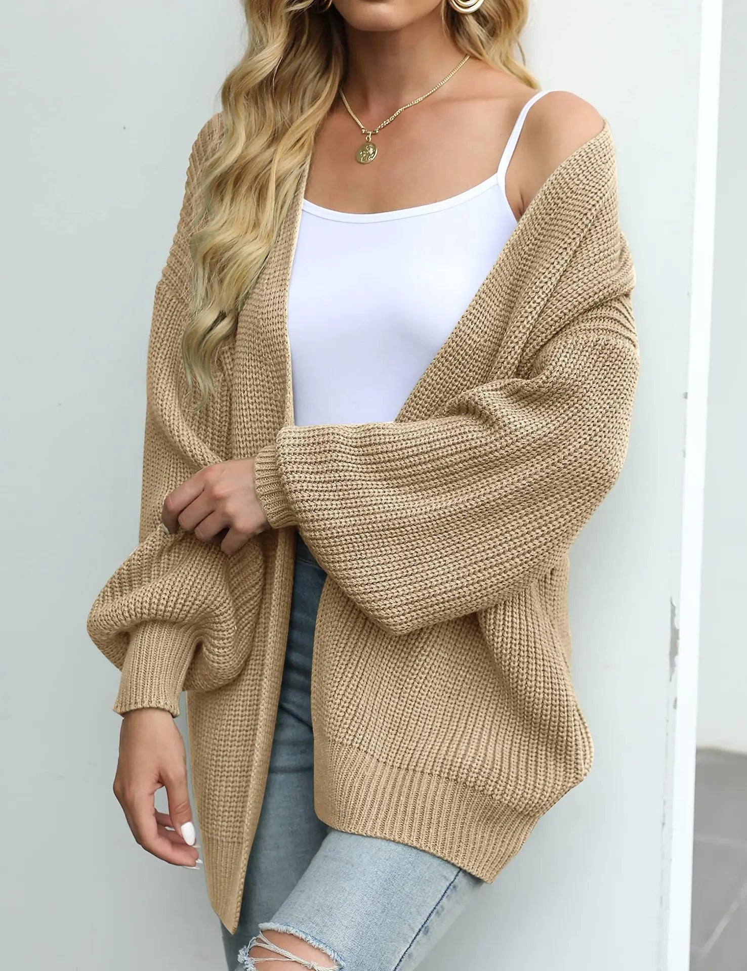 Knitted lantern sleeve cardigan KOAKON