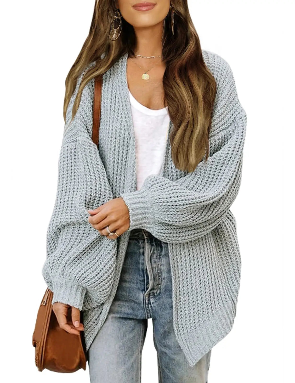 Knitted lantern sleeve cardigan KOAKON