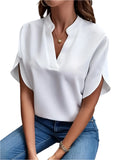 V-neck Short Sleeve Blouse KOAKON