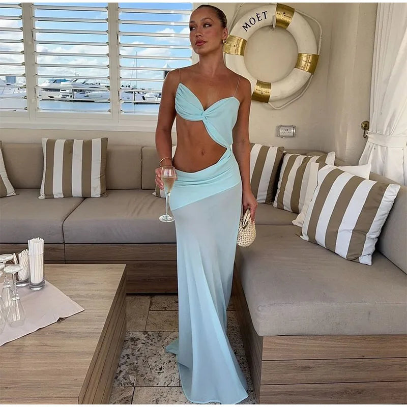 Light Blue Sexy Knit Beach Party Dress KOAKON