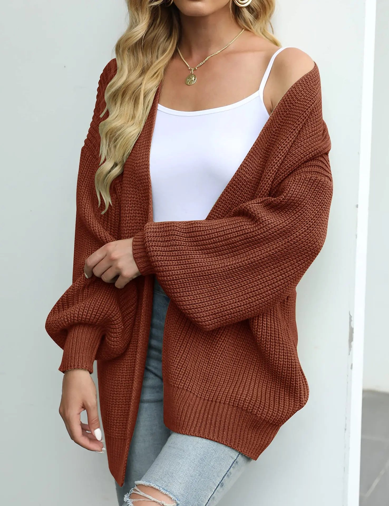 Knitted lantern sleeve cardigan KOAKON