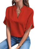 V-neck Short Sleeve Blouse KOAKON