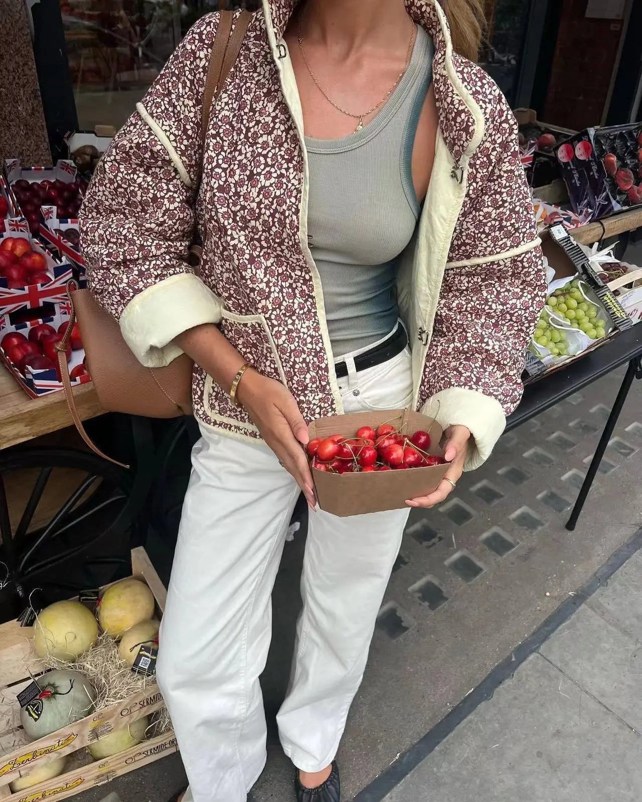 Cute Quilted Floral  Jacket KOAKON
