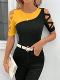 Cross Off Shoulder Short Sleeve Top KOAKON