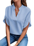 V-neck Short Sleeve Blouse KOAKON