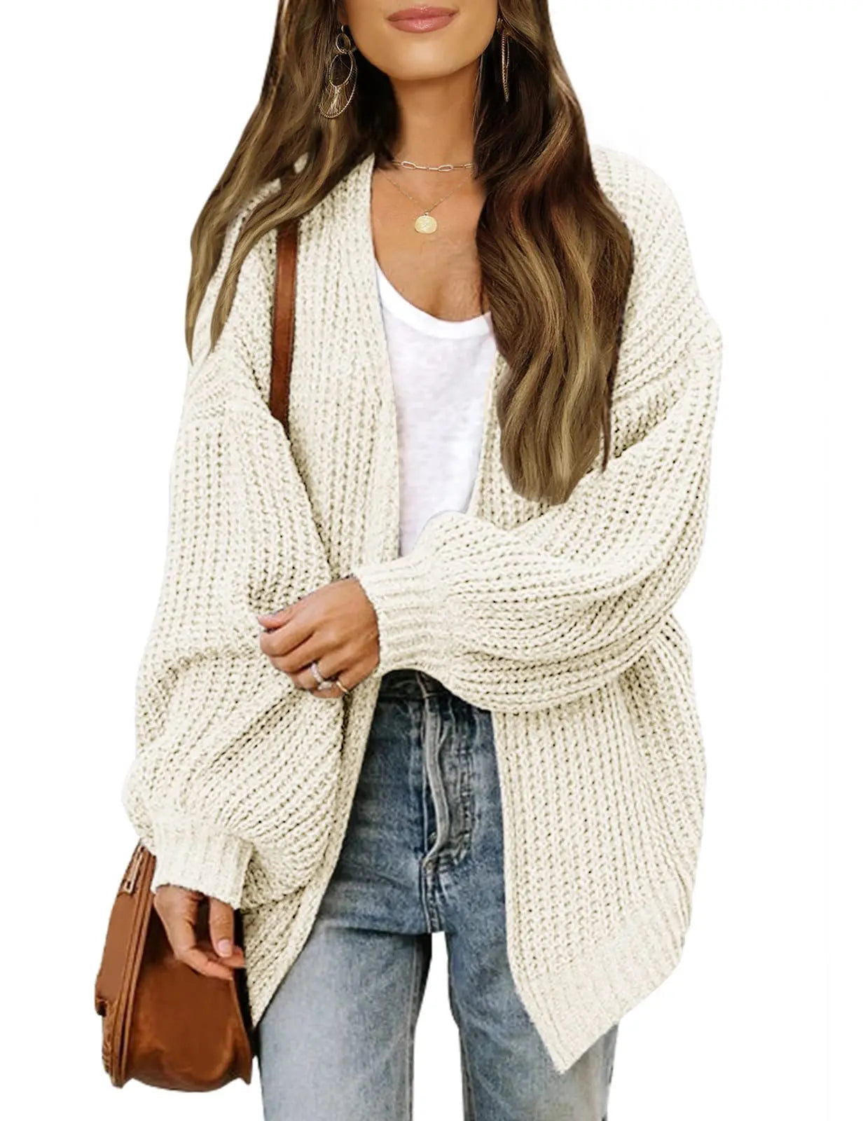 Knitted lantern sleeve cardigan KOAKON