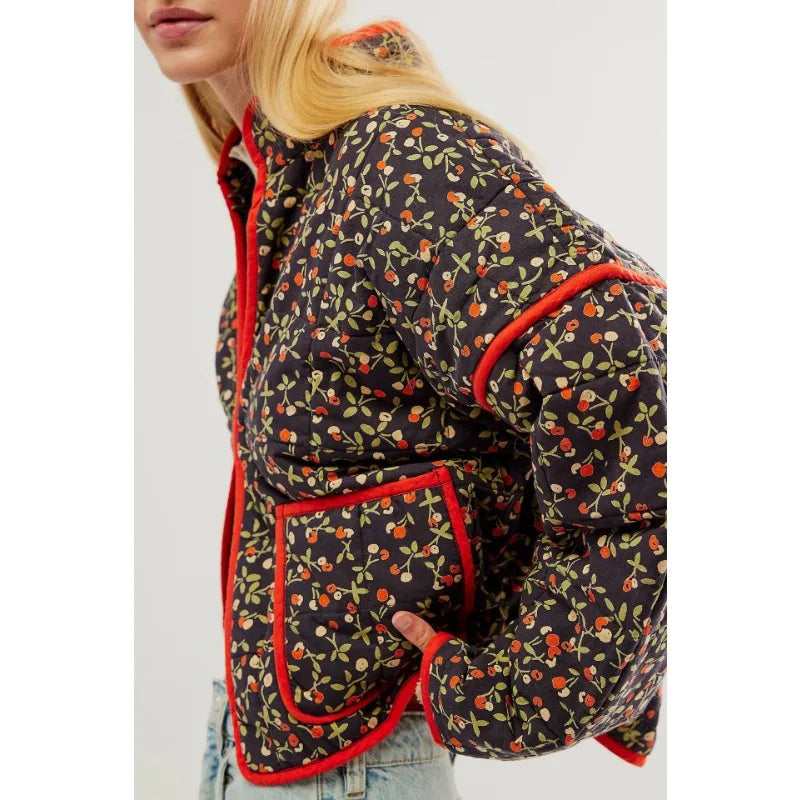 Cute Quilted Floral  Jacket KOAKON