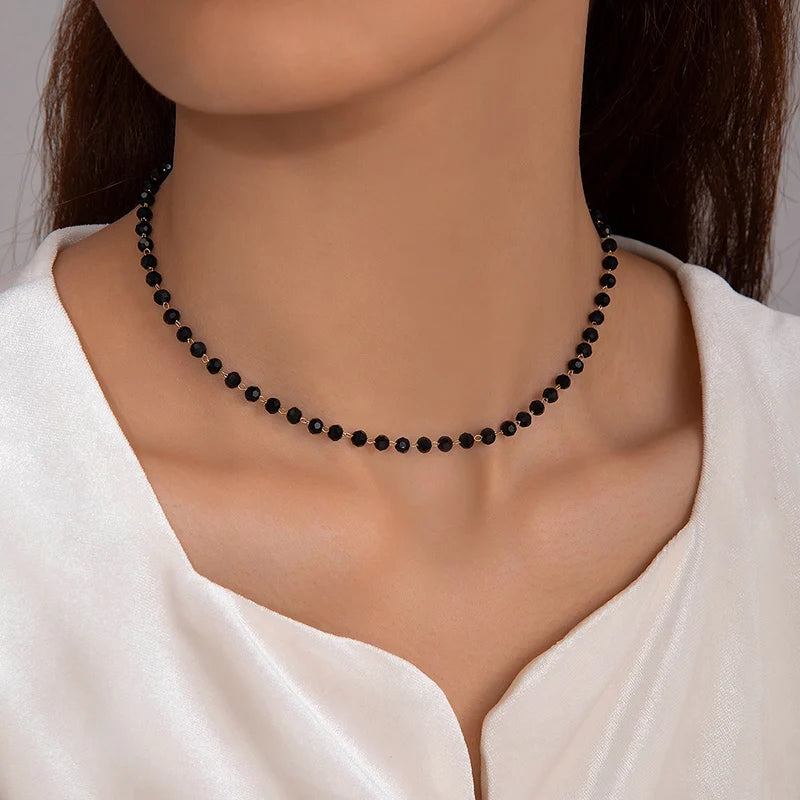 Tocona Single Vintage Black Beading Choker Necklace for Women Men Simple Party Alloy Metal Ajustable Jewelry Collar чокер 24589 KOAKON