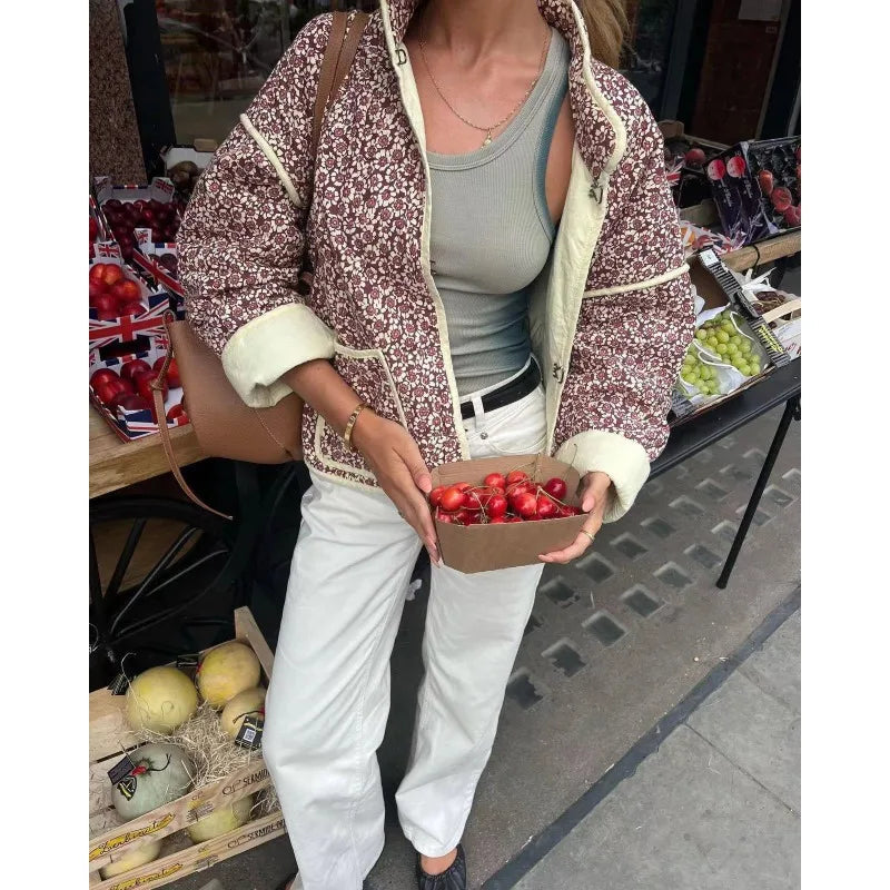 Cute Quilted Floral  Jacket KOAKON