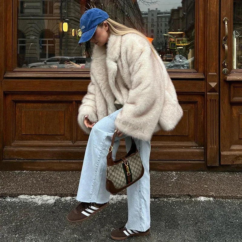 Neo Mint Oversized Gradient Fluffy Fur Coat Jacket.