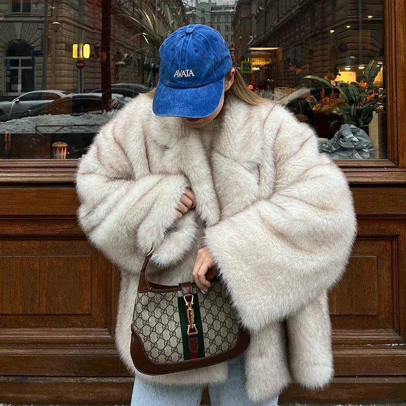 Neo Mint Oversized Gradient Fluffy Fur Coat Jacket.