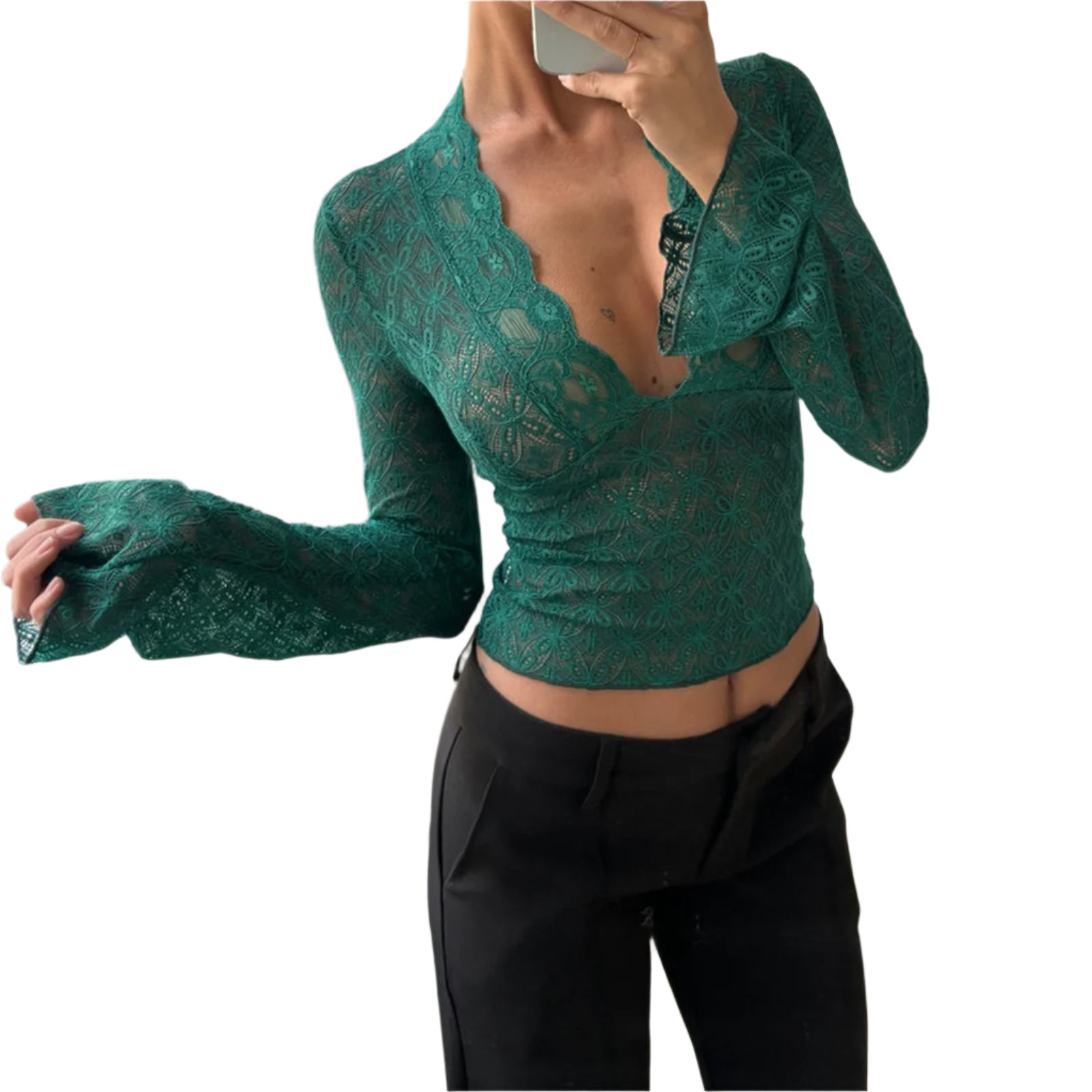 Floral Lace See Through Top