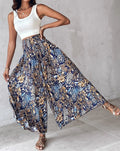 Floral Print Shirred Wide Leg Pants KOAKON