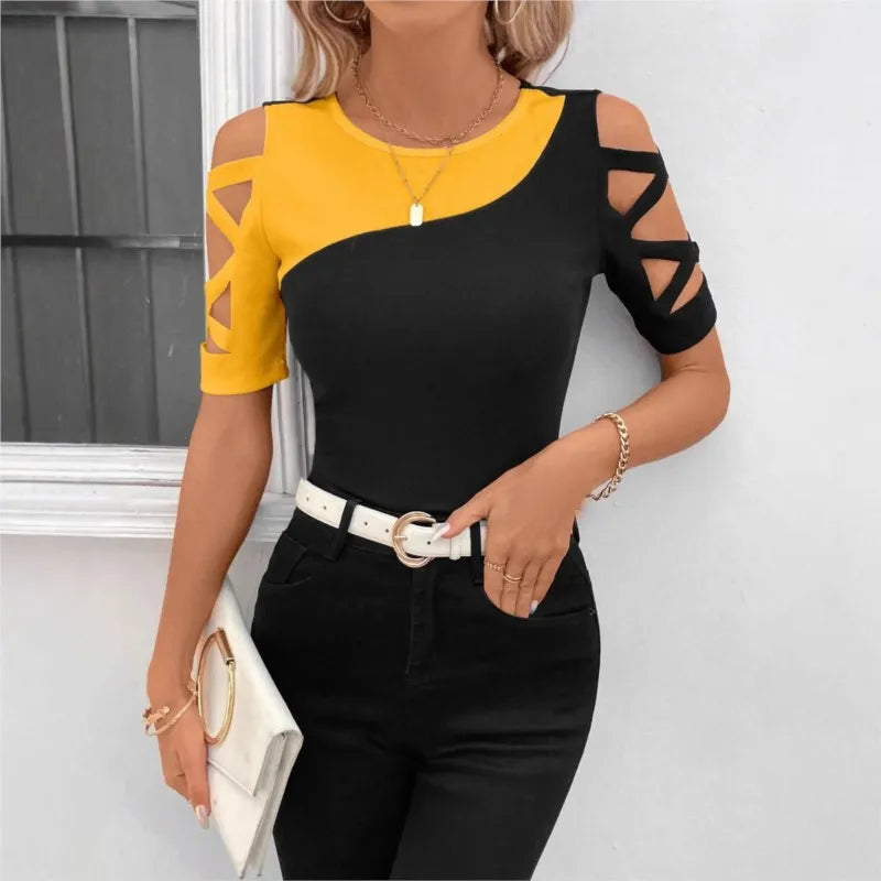 Cross Off Shoulder Short Sleeve Top KOAKON