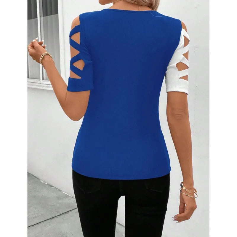 Cross Off Shoulder Short Sleeve Top KOAKON
